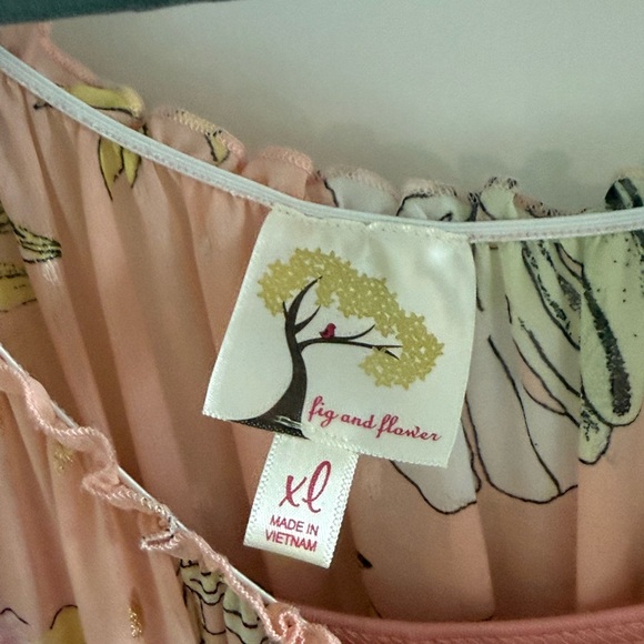 fig and flower Blush Pink Floral Button-Front Midi Dress - Picture 3 of 6